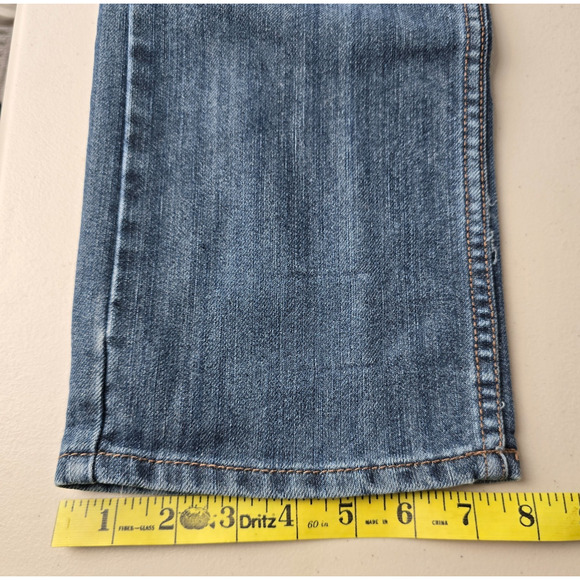 DKNY Mott Jeans Women's 20 (waist 32) Blue Dark Wash Slightest Distress Straight - Picture 16 of 16